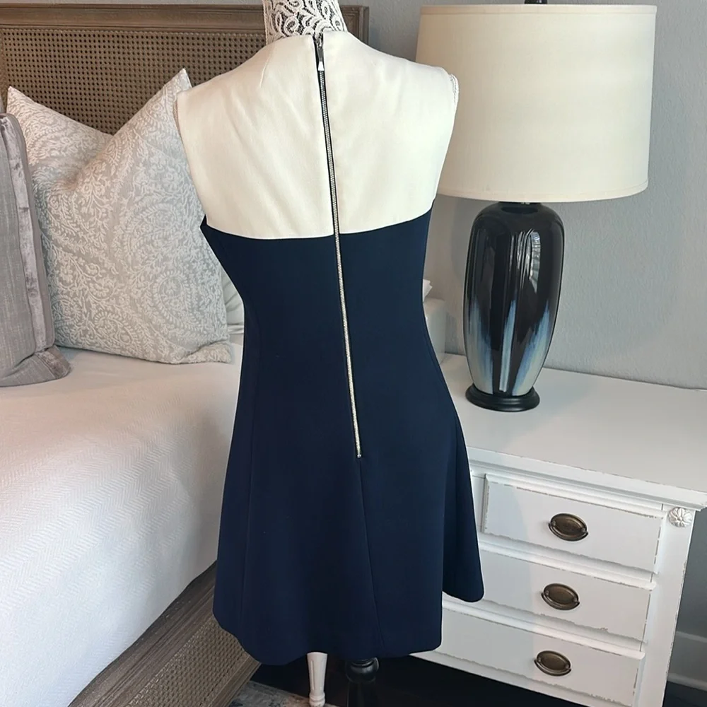 Kate Spade A‑line Color Block Dress in Navy and White - Picture 6 of 9